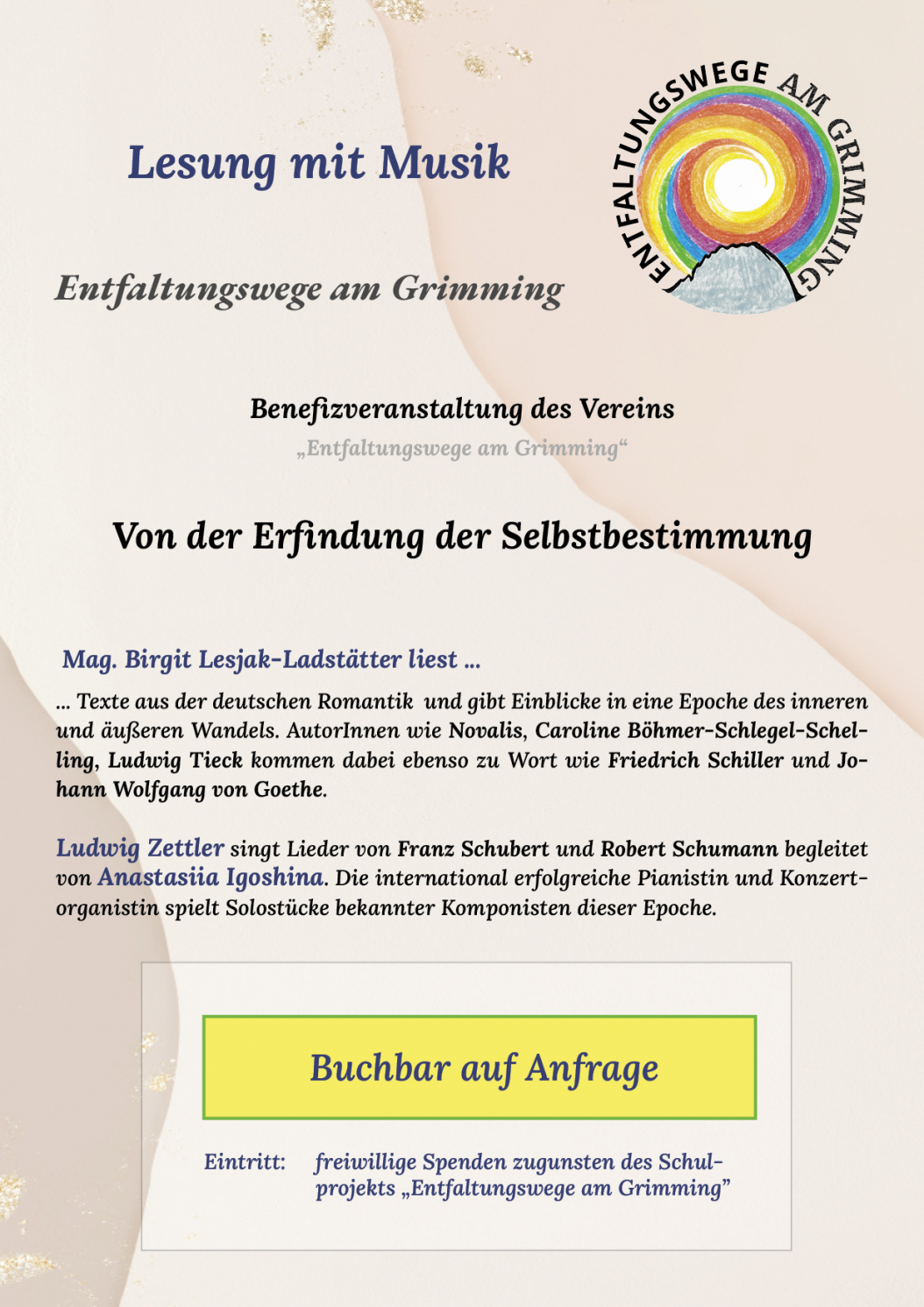 Benefiz auf Anfrage buchbar